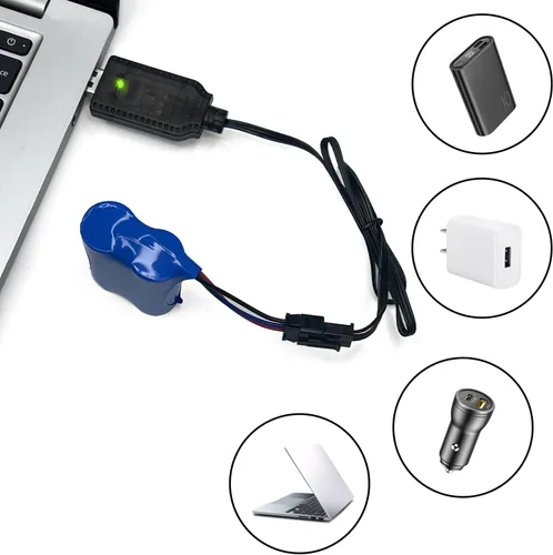 Miniatura 6 de Cable de carga USB de 7.4 V con enchufe SM-3PIN compatible con RC Car RC Plane RC Tank RC Boat y otros juguetes de control remoto para batería Lipo