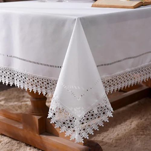 ARTABEL Manteles con Calados y Encaje Cortado con Láser Troquelado Exquisito Vintage Shabby Chic para Fiestas Bodas Mesas Largas de Cena (Blanco