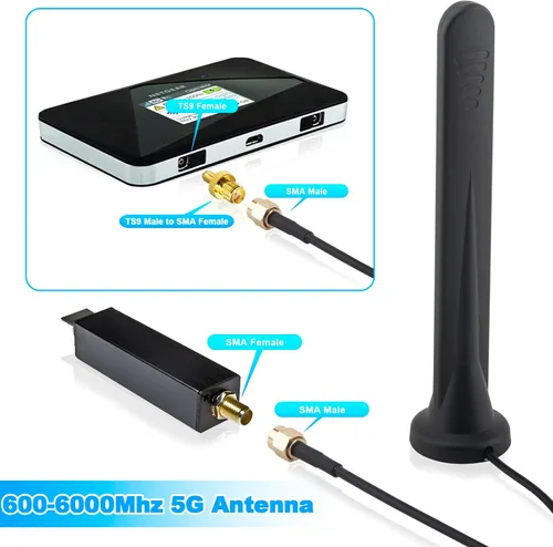 Miniatura 4 de Antena 5G LTE Amplificador de señal 4G Antena de red omnidireccional externa SMA TS9 Conector 15Dbi Antena base magnética con cable 3M