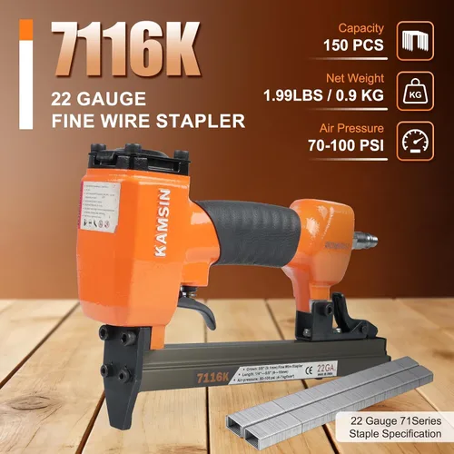 Miniatura 2 de 7116K - Grapadora neumática para tapicería serie 71, calibre 22, herramienta de alambre fino corona de 3/8 pulgadas (0.354 in), pistola de grapas