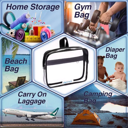 Miniatura 4 de Olanmark Neceser transparente aprobado por la TSA - Bolsa de maquillaje transparente grande para viaje, Claro