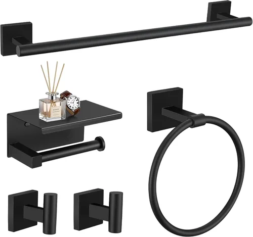 Miniatura 15 de TURS Juego de 5 Piezas de Accesorios de Ferretería de Baño de Níquel Cepillado, Juego de Barras para Toallas de Baño de Acero Inoxidable SUS304, Kit