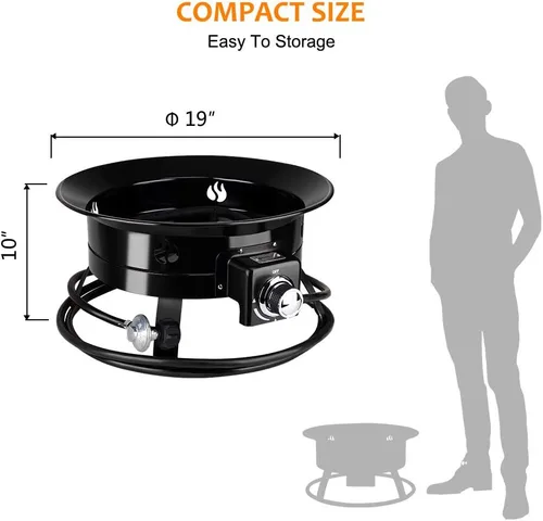 Miniatura 6 de Camplux - Chimenea portátil de propano para exteriores, para caravana, campamento, fiesta en el patio trasero, FP19MB de 19 pulgadas de diámetro