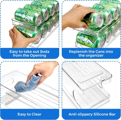 Miniatura 7 de Organizador de latas de soda enrollable BingoHive para refrigerador, dispensador de latas para cerveza, soda, seltzer, lata de pop, organizador