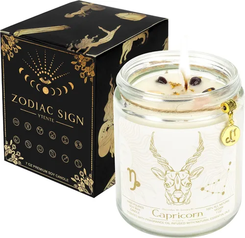 Miniatura 9 de Regalo de velas de signo del zodiaco Sagitario, tarro de velas de cristales del signo del zodiaco, astrología con aroma a lavanda, velas de soja