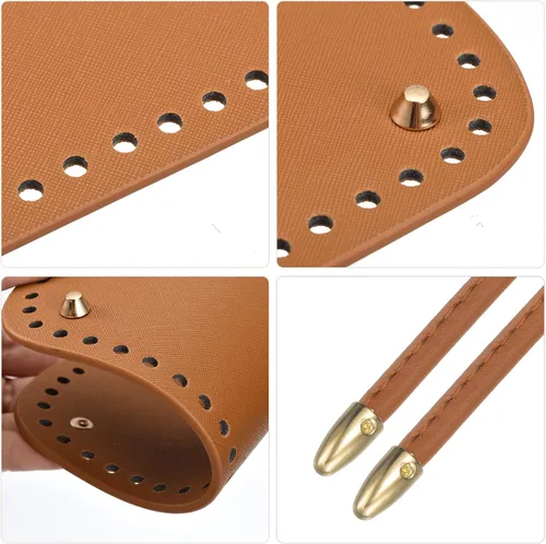 Miniatura 4 de uxcell Juego de mochila de cuero, 3 piezas, kit de fabricación de bolsos de cuero con parte inferior de bolsa, correa para el hombro, cordón