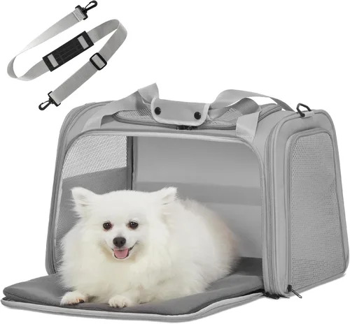 Miniatura 12 de PETSFIT Transportador de gatos grandes, transportador para perros pequeños de menos de 25 libras, transportador suave para mascotas, jaula para Rosa