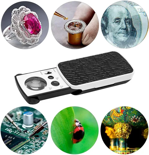 Miniatura 3 de HMKIS Lupa Jewelers, paquete de 2 lupas con luz, 30 x 60 x 90 x 20 aumentos de bucle con 20 baterías de respaldo para monedas, diamantes, gemas