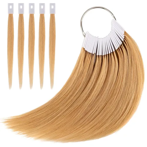 Miniatura 9 de Noverlife 30 muestras de cabello puro para prueba de color, cabello humano Remy real, kit de prueba de anillo de color de cabello negro, muestra