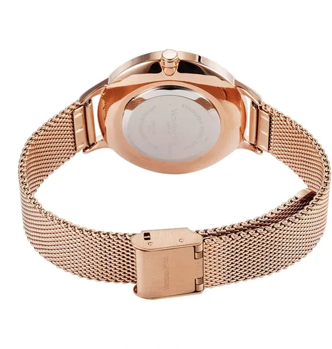 Miniatura 3 de VICTORIA HYDE Relojes de cuarzo para mujer, esfera floral con correa de malla de acero inoxidable, correa de cuero auténtico, impermeable, reloj