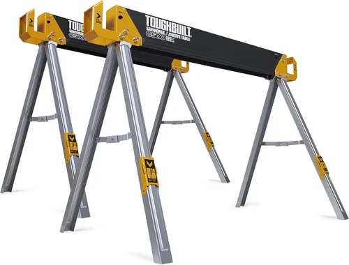 Miniatura 12 de ToughBuilt Mesa plegable para caballete/lugar de trabajo, capacidad de 1100 libras, construcción de acero resistente con asa de fácil transporte