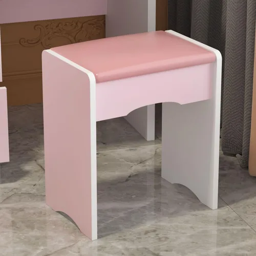 Miniatura 6 de Escritorio de tocador con espejo y luces, tocador de maquillaje con luces y cajones, tocador con espejo y estantes, taburete acolchado, rosa 31.5
