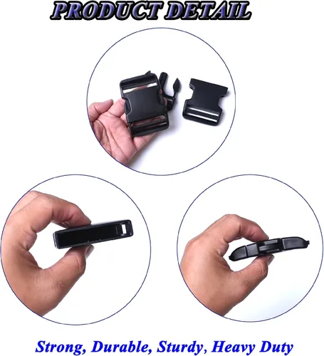 Miniatura 2 de Hebilla de liberación lateral, doble ajustable, sin clips de costura, hebilla de liberación rápida de repuesto para correas de nailon