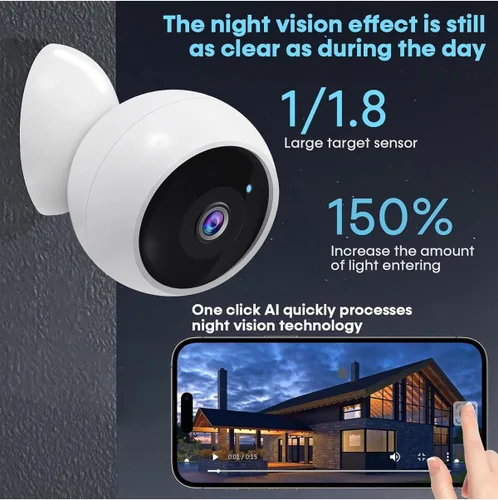 Miniatura 3 de Cámaras de seguridad inalámbricas para exteriores, cámaras WiFi inalámbricas alimentadas por batería 2K para seguridad del hogar, detección