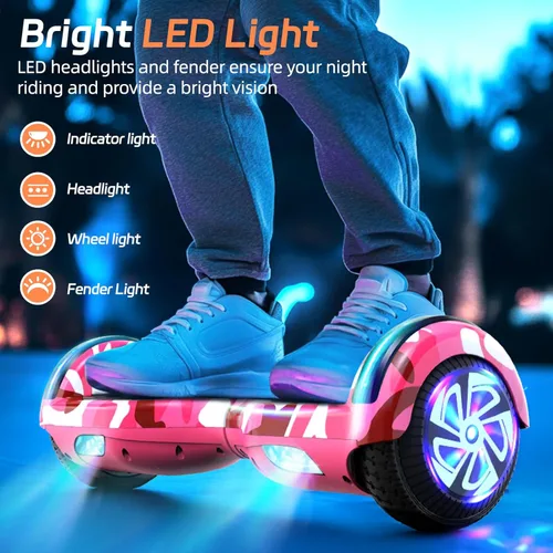 Miniatura 3 de Scooter con luces LED Bluetooth Corlorful, ruedas de 6.5 pulgadas, scooter de motor dual de 300 W para niños, niñas, niños y adultos, todas