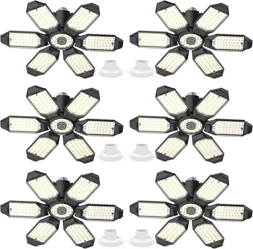 Miniatura 11 de Paquete de 4 luces LED de garaje, 220 W, luces LED de techo superbrillantes, deformables en base E26, luz de garaje para sótano, almacén, taller