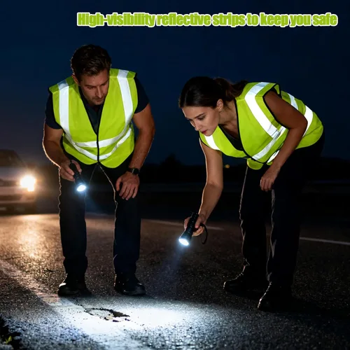 Miniatura 6 de BeautyWill Chaleco de seguridad personalizado Logo Clase 2 Chaleco reflectante de alta visibilidad con bolsillos Ropa de trabajo de construcción