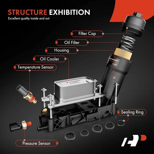 Miniatura 4 de A-Premium Conjunto Adaptador de Carcasa para Filtro de Aceite y Enfriador de Aceite del Motor Compatible con 3.6L 2011-2013 Ram 1500, Jeep Grand