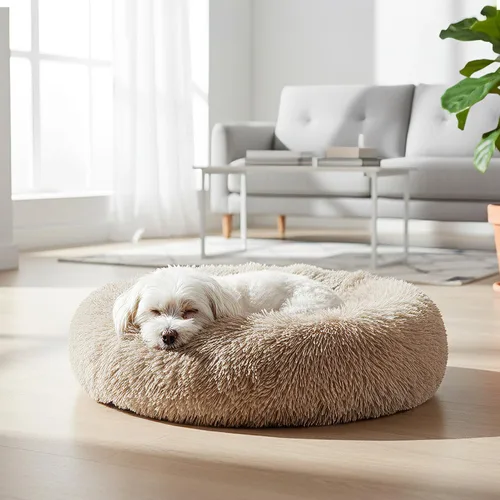 Miniatura 6 de PetAmi Cama calmante para perros y gatos pequeños y medianos, 23 camas redondas en forma de dona, cama lavable y esponjosa de piel sintética
