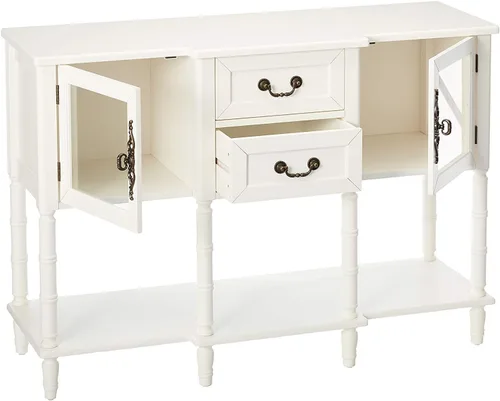 Miniatura 5 de Kings Brand Furniture Aparador moderno con puertas de cristal, cajones de almacenamiento y estantes para cocina, comedor y sala de estar