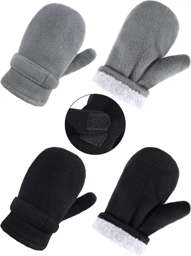 SATINIOR 2 pares de guantes de forro polar suave Sherpa guantes cálidos de invierno para niños y niñas, clima frío