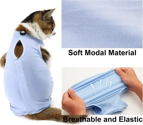 Miniatura 3 de Traje de recuperación para gatos, ropa de recuperación quirúrgica para heridas abdominales o enfermedades de la piel, mameluco de gatos después