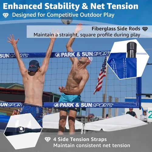 Miniatura 5 de Park & Sun Sports - Red de voleibol profesional para interiores y exteriores con cable de acero superior e inferior, azul, talla única