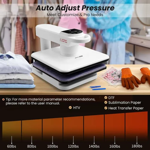 Miniatura 3 de AKEYDIY Prensa de calor de 15 x 15, máquina de prensa de calor automática de doble estación para camisetas, prensa digital de sublimación
