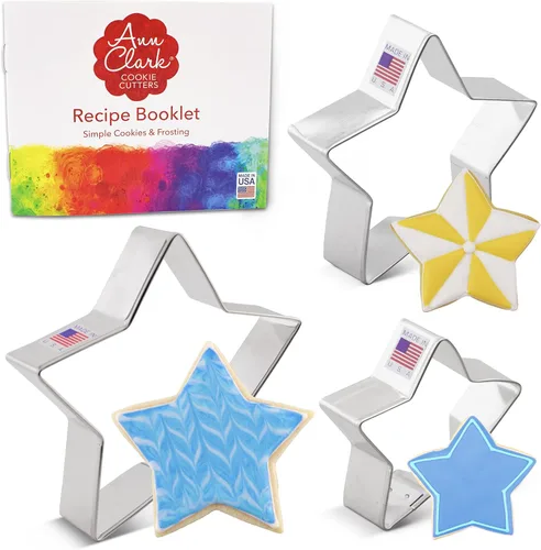 Miniatura 2 de Juego de 3 cortadores de galletas Ann Clark Star fabricados en los Estados Unidos, formas de 4 pulgadas, 3.25 pulgadas, 2.75 pulgadas