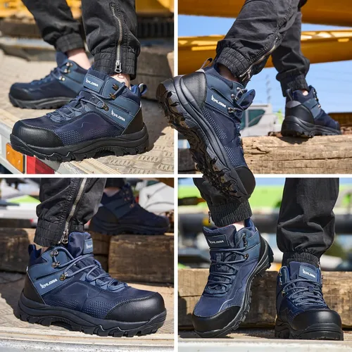 Miniatura 2 de Botas impermeables con punta de acero para hombres, de ancho amplio, antideslizantes, para trabajo, ligeras, zapatos de seguridad, antideslizantes