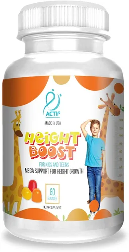 Actif Height Boost Mega apoyo para el crecimiento de la altura con más de 10 factores, suplemento de altura para niños y adolescentes, 60 gomitas,