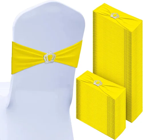Miniatura 20 de VitalCozy 100 piezas de cintas elásticas de elastano para sillas con hebilla deslizante en forma de corona, bandas elásticas para sillas, lazos