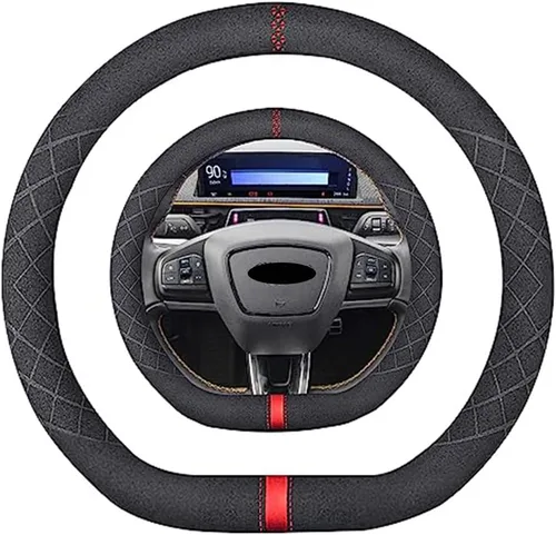 Miniatura 42 de Funda de volante de ante K LAKEY, compatible con Dodge Avenger Grand Caravan Challenger Charger, cubierta de volante deportiva antideslizante