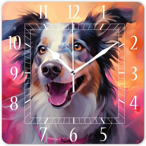 Miniatura 11 de Reloj de pared decorativo de 10 pulgadas, silencioso, cuadrado, para el hogar, sala de estar, cocina, bosque de otoño, hojas rojas brillantes, cielo