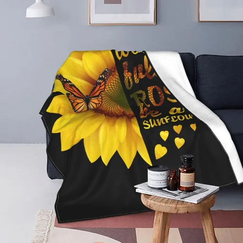 Miniatura 9 de Manta de mariposa de girasol, suave, cálida, ligera, acogedora manta de felpa para cama, sofá, oficina, decoración de regalos para niños y mujeres
