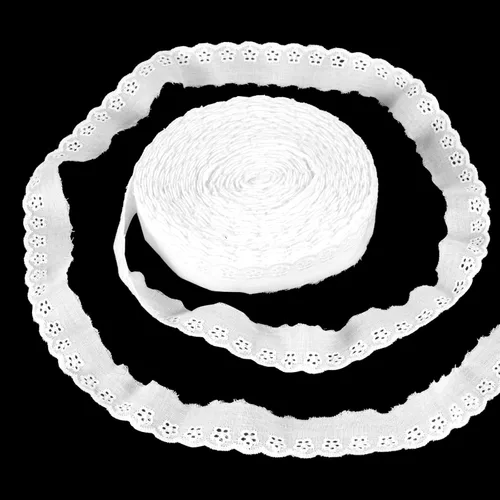 15 yardas de algodón con ribete de encaje blanco con ojales de cinta de encaje bordado floral cordones de ganchillo para costura de tela decorativa