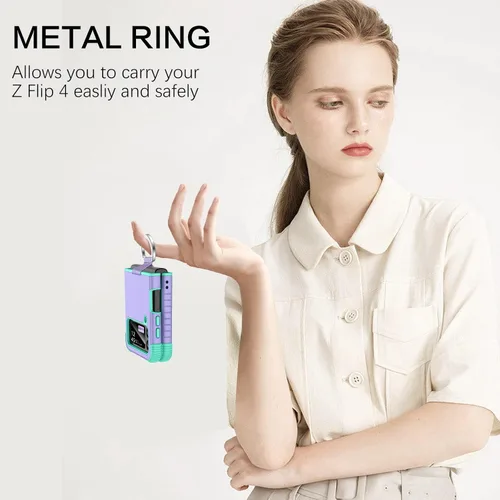 Miniatura 4 de BENTOBEN Funda para Samsung Galaxy Z Flip 4, Z Flip 4 5G, resistente 2 en 1, cuerpo completo, resistente, a prueba de golpes, con anillo