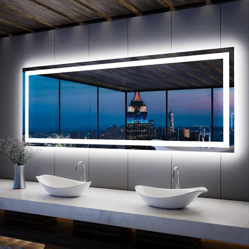 Miniatura 20 de ISKM Espejo LED con marco para baño de 40"x30", espejo de baño LED regulable con luces, antivaho, espejo iluminado frontal y retroiluminado de 3