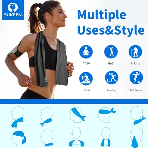 Miniatura 4 de Sukeen Toalla de enfriamiento para cuello y cara (40 x 12 pulgadas), toallas de enfriamiento a granel de microfibra para deportistas, envolturas