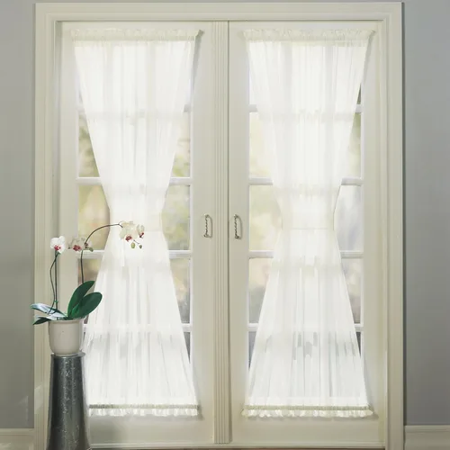 Miniatura 18 de No. 918 Emily Panel de Cortina Transparente de Gasa con Bolsillo para Barra para Puerta Lateral, 28" x 72", Cáscara de Huevo