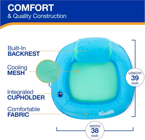 Miniatura 3 de SwimWays Spring Float Premium SunSeat Sillas de Piscina, Flotadores de Piscina Inflables para Adultos con Inflado Rápido para Edades de 15 años