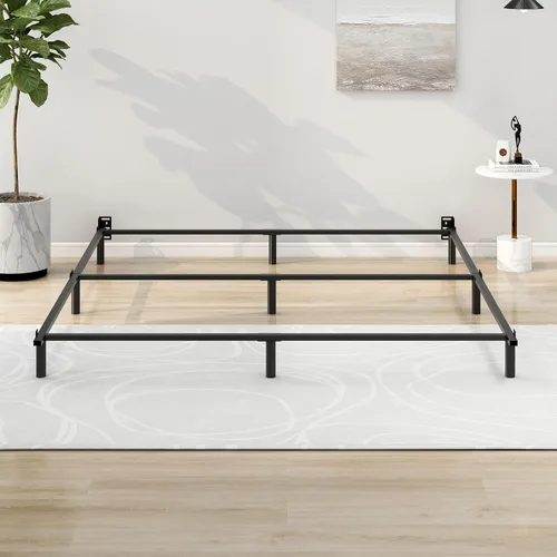 Miniatura 8 de NNV Base de cama de metal King de 7 pulgadas, plataforma resistente de 9 patas, base de soporte para somier y base de colchón, fácil montaje, sin
