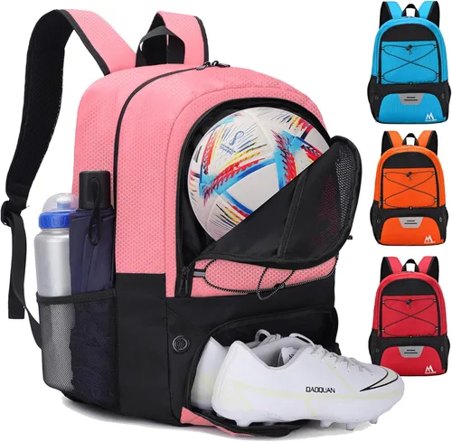 Miniatura 12 de Hsmihair - Bolsa de fútbol - Mochila de fútbol y mochila para fútbol, voleibol y baloncesto, con compartimento para pelota y tacos separados Azul