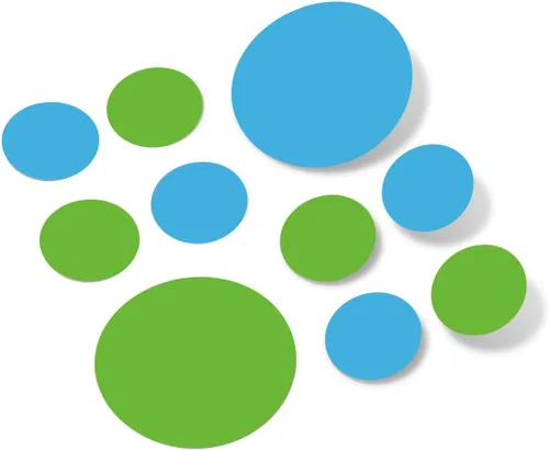 Decal Venue - Juego de 30 calcomanías de vinilo con círculos de lunares verde lima y azul hielo