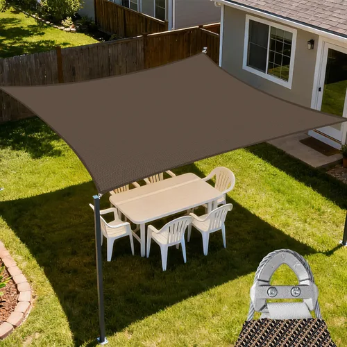 E&K Sunrise 20 x 20 pies Toldo rectangular para sombra con anillo, cubierta de sombra con protección UV, para pérgola, patio, jardín, terraza,