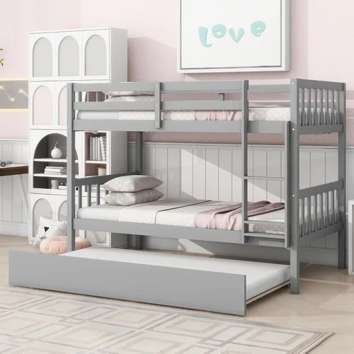 Miniatura 17 de Litera individual sobre individual con 2 cajones de almacenamiento, convertible en 2 camas (cama de plataforma y cama alta junior), cabecera