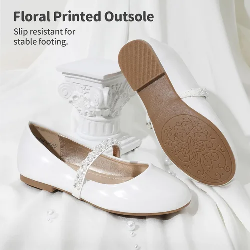 Miniatura 4 de DREAM PAIRS Zapatos de vestir Mary Jane para niñas, zapatos planos de bailarina para boda, fiesta (bebéniño pequeñoniño grande)