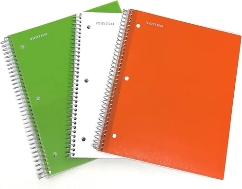 Miniatura 39 de Mintra Office Cuadernos de espiral duraderos, 1 materia, (rosa primavera, amarillo sol, hielo ártico, rayas anchas, paquete de 3)