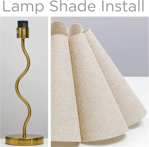Miniatura 6 de KUNJOULAM Lámpara de Mesa Pequeña, Lámpara de Mesita de Noche con Pantalla de Tela en Forma de Paraguas, Mini Lámpara de Escritorio Moderna