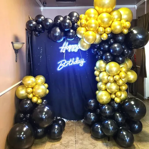 Miniatura 6 de Globos negros y dorados, 50 globos de confeti negro y dorado de 12 pulgadas, decoraciones de fiesta para cumpleaños, graduación, Año Nuevo, boda